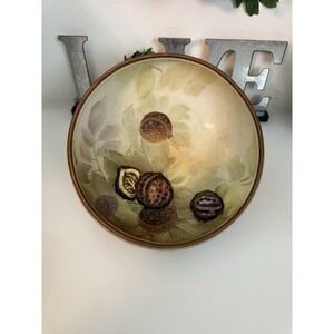 Vintage Nippon Morimura 3 Footed Bowl Browns Hand Painted 3D Walnut‎ Japan 5.5"
